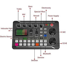 Load image into Gallery viewer, F998 Live Sound Card Audio Mixer Podcast Audio Interface with DJ Mixer Effects
