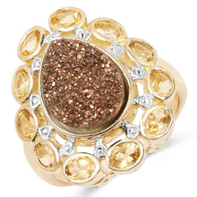 将图片加载到图库查看器，5.14 Carat Genuine Bronze Drusy and Citrine .925 Sterling Silver Ring
