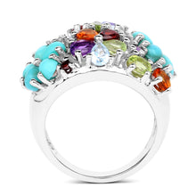 将图片加载到图库查看器，4.03 Carat Genuine Multi Stones .925 Sterling Silver Ring
