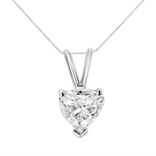 将图片加载到图库查看器，14K White Gold 1/5 Cttw 3-Prong Set Heart Shaped Solitaire Lab Grown Diamond 18" Pendant Necklace (F-G Color, VS2-SI1 Clarity)
