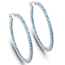 Load image into Gallery viewer, 3.60 Carat Genuine Swiss Blue Topaz .925 Sterling Silver Earrings
