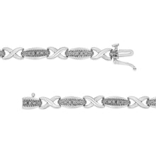 Load image into Gallery viewer, .925 Sterling Silver 1/5 Cttw Round-Cut Diamond "X" Link Bracelet - Size 7.50" (I-J Color, I2-I3 Clarity)
