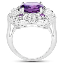 Load image into Gallery viewer, 5.58 Carat Genuine Amethyst and White Topaz .925 Sterling Silver Ring
