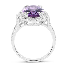Load image into Gallery viewer, 5.55 Carat Genuine Amethyst &amp; White Topaz .925 Sterling Silver Ring
