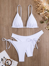 Load image into Gallery viewer, Essential Edge 3-Piece Bikini Set for Women – Solid Color High-Cut Triangle Top Two-Style Bottoms with Side Lace-Up Design &amp; Quick-Drying Comfort – Versatile Women's Swimwear for Summer Pool Beach &amp; Travel
