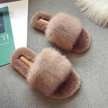 Load image into Gallery viewer, Fahion Fur Slipper For Women Keep Warm Slipper Casual Shoes Elegant Soft Plush Slipper Fuzzy Fur Slippers Soft Comfy Open Toe Slide Slippers Cozy Memory Foam Fluffy House Slippers
