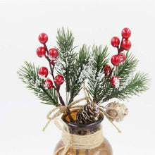 将图片加载到图库查看器，Fake Snow Frost Pine Branch Cone Berry Holly Christmas Tree Christmas Ornament
