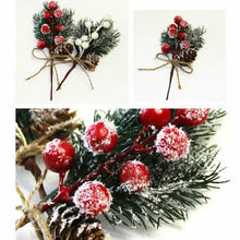 将图片加载到图库查看器，Fake Snow Frost Pine Branch Cone Berry Holly Christmas Tree Christmas Ornament
