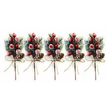 将图片加载到图库查看器，Fake Snow Frost Pine Branch Cone Berry Holly Christmas Tree Christmas Ornament
