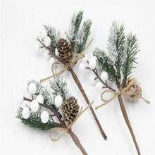 将图片加载到图库查看器，Fake Snow Frost Pine Branch Cone Berry Holly Christmas Tree Christmas Ornament
