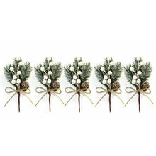 将图片加载到图库查看器，Fake Snow Frost Pine Branch Cone Berry Holly Christmas Tree Christmas Ornament
