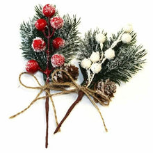 将图片加载到图库查看器，Fake Snow Frost Pine Branch Cone Berry Holly Christmas Tree Christmas Ornament
