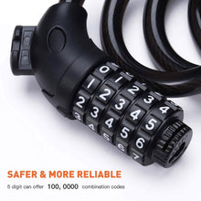 Load image into Gallery viewer, Famistar 4 Feet 5 Digit Resettable Combination Coiling Bike Chain Lock

