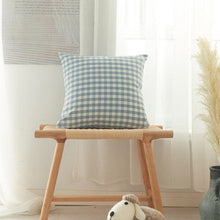 将图片加载到图库查看器，Farmhouse Plaid Striped Linen Cotton Pillow Covers Outdoor Plaid Square Pillow Cushion Case Cotton Linen Throw Pillow Covers Sofa Chair Decorative Cotton Cushions Cover Red Green Blue Pillowcase
