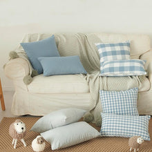 将图片加载到图库查看器，Farmhouse Plaid Striped Linen Cotton Pillow Covers Outdoor Plaid Square Pillow Cushion Case Cotton Linen Throw Pillow Covers Sofa Chair Decorative Cotton Cushions Cover Red Green Blue Pillowcase
