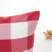 将图片加载到图库查看器，Farmhouse Plaid Striped Linen Cotton Pillow Covers Outdoor Plaid Square Pillow Cushion Case Cotton Linen Throw Pillow Covers Sofa Chair Decorative Cotton Cushions Cover Red Green Blue Pillowcase
