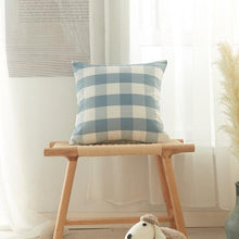 将图片加载到图库查看器，Farmhouse Plaid Striped Linen Cotton Pillow Covers Outdoor Plaid Square Pillow Cushion Case Cotton Linen Throw Pillow Covers Sofa Chair Decorative Cotton Cushions Cover Red Green Blue Pillowcase
