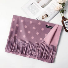 将图片加载到图库查看器，Fashion Autumn Winter Warm High Quality Long Soft Cashmere Hijabs Scarves Dot Pattern Tassels Elegant Thicken Wrap Shawl Ladies Lightweight Escharpe Soft Wool Cashmere Muffler For Women
