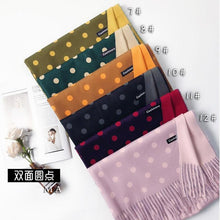 将图片加载到图库查看器，Fashion Autumn Winter Warm High Quality Long Soft Cashmere Hijabs Scarves Dot Pattern Tassels Elegant Thicken Wrap Shawl Ladies Lightweight Escharpe Soft Wool Cashmere Muffler For Women
