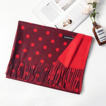 将图片加载到图库查看器，Fashion Autumn Winter Warm High Quality Long Soft Cashmere Hijabs Scarves Dot Pattern Tassels Elegant Thicken Wrap Shawl Ladies Lightweight Escharpe Soft Wool Cashmere Muffler For Women
