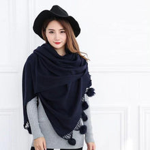 将图片加载到图库查看器，Fashion Autumn Winter Warm High Quality Long Soft Cashmere Hijabs Scarves Dot Pattern Tassels Elegant Thicken Wrap Shawl Ladies Lightweight Escharpe Soft Wool Cashmere Muffler For Women
