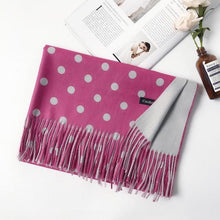 将图片加载到图库查看器，Fashion Autumn Winter Warm High Quality Long Soft Cashmere Hijabs Scarves Dot Pattern Tassels Elegant Thicken Wrap Shawl Ladies Lightweight Escharpe Soft Wool Cashmere Muffler For Women
