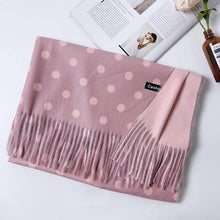 将图片加载到图库查看器，Fashion Autumn Winter Warm High Quality Long Soft Cashmere Hijabs Scarves Dot Pattern Tassels Elegant Thicken Wrap Shawl Ladies Lightweight Escharpe Soft Wool Cashmere Muffler For Women
