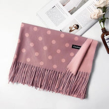 将图片加载到图库查看器，Fashion Autumn Winter Warm High Quality Long Soft Cashmere Hijabs Scarves Dot Pattern Tassels Elegant Thicken Wrap Shawl Ladies Lightweight Escharpe Soft Wool Cashmere Muffler For Women
