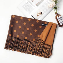将图片加载到图库查看器，Fashion Autumn Winter Warm High Quality Long Soft Cashmere Hijabs Scarves Dot Pattern Tassels Elegant Thicken Wrap Shawl Ladies Lightweight Escharpe Soft Wool Cashmere Muffler For Women
