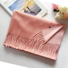将图片加载到图库查看器，Fashion Autumn Winter Warm High Quality Long Soft Cashmere Hijabs Scarves Dot Pattern Tassels Elegant Thicken Wrap Shawl Ladies Lightweight Escharpe Soft Wool Cashmere Muffler For Women
