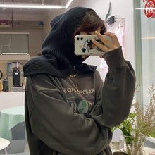 将图片加载到图库查看器，Fashion Balaclava Shawl Women Winter Hat Soft Knitted Hooded Neck Collar Cap Beanie Hat Warm Scarf Unisex Bonnet Hooded Scarf Hat Face Hooded Cowl Neckerchief with Drawstring Soft Balaclava Pullover Knitted Beanie for Adults Men Women Ski Caps
