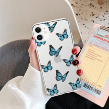 Load image into Gallery viewer, Fashion Butterfly Transparent Phone Case For iPhone 11 12 13 Pro Max 12 Mini Beautiful Butterfly Soft Butterfly Silicone Protective Case Clear Back Cover
