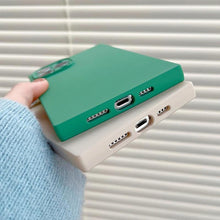 将图片加载到图库查看器，Fashion Candy Color Square Soft Silicone Phone Case For iPhone 13 11 12 Pro Max Bumper Shockproof Cover Square Silicone Camera Case Ultra Thin Lightweight Silky Soft Case Compatible with iPhone
