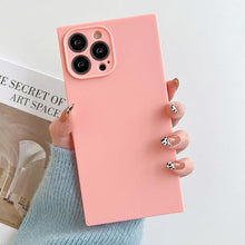 将图片加载到图库查看器，Fashion Candy Color Square Soft Silicone Phone Case For iPhone 13 11 12 Pro Max Bumper Shockproof Cover Square Silicone Camera Case Ultra Thin Lightweight Silky Soft Case Compatible with iPhone
