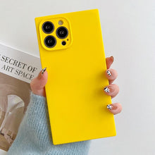 将图片加载到图库查看器，Fashion Candy Color Square Soft Silicone Phone Case For iPhone 13 11 12 Pro Max Bumper Shockproof Cover Square Silicone Camera Case Ultra Thin Lightweight Silky Soft Case Compatible with iPhone
