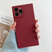 将图片加载到图库查看器，Fashion Candy Color Square Soft Silicone Phone Case For iPhone 13 11 12 Pro Max Bumper Shockproof Cover Square Silicone Camera Case Ultra Thin Lightweight Silky Soft Case Compatible with iPhone
