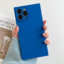 将图片加载到图库查看器，Fashion Candy Color Square Soft Silicone Phone Case For iPhone 13 11 12 Pro Max Bumper Shockproof Cover Square Silicone Camera Case Ultra Thin Lightweight Silky Soft Case Compatible with iPhone
