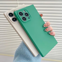 将图片加载到图库查看器，Fashion Candy Color Square Soft Silicone Phone Case For iPhone 13 11 12 Pro Max Bumper Shockproof Cover Square Silicone Camera Case Ultra Thin Lightweight Silky Soft Case Compatible with iPhone
