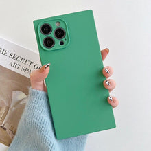 将图片加载到图库查看器，Fashion Candy Color Square Soft Silicone Phone Case For iPhone 13 11 12 Pro Max Bumper Shockproof Cover Square Silicone Camera Case Ultra Thin Lightweight Silky Soft Case Compatible with iPhone
