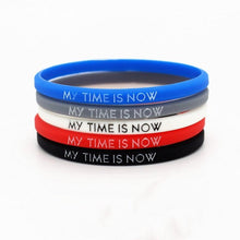 Load image into Gallery viewer, Fashion Couple Bracelets My Time Is Now Silicone Bracelet For Men Women Rubber Wrist Outdoor Sports Elasticity Bangle Strap Silicone Inspirational Bracelets Set For Mens Women Motivation Rubber Wristbands Bracelet
