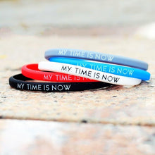 Load image into Gallery viewer, Fashion Couple Bracelets My Time Is Now Silicone Bracelet For Men Women Rubber Wrist Outdoor Sports Elasticity Bangle Strap Silicone Inspirational Bracelets Set For Mens Women Motivation Rubber Wristbands Bracelet
