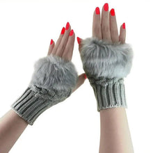 将图片加载到图库查看器，Fashion Fingerless Warm Wool Knitted Classic Fur Half One Size Finger Gloves For Women Cute Soft And Comfortable Trendy Fashion Stretchy Gloves For Women

