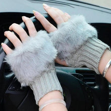 将图片加载到图库查看器，Fashion Fingerless Warm Wool Knitted Classic Fur Half One Size Finger Gloves For Women Cute Soft And Comfortable Trendy Fashion Stretchy Gloves For Women
