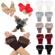 将图片加载到图库查看器，Fashion Fingerless Warm Wool Knitted Classic Fur Half One Size Finger Gloves For Women Cute Soft And Comfortable Trendy Fashion Stretchy Gloves For Women
