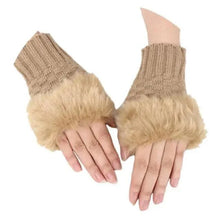 将图片加载到图库查看器，Fashion Fingerless Warm Wool Knitted Classic Fur Half One Size Finger Gloves For Women Cute Soft And Comfortable Trendy Fashion Stretchy Gloves For Women
