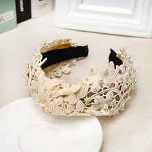 将图片加载到图库查看器，Fashion Girls Pearl Hairband White Black Lace Headband Women Artificial Pearls Hair Hoop Middle Knot Hair Accessories Gorgeous Hair Accessories For Women
