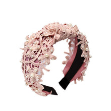 将图片加载到图库查看器，Fashion Girls Pearl Hairband White Black Lace Headband Women Artificial Pearls Hair Hoop Middle Knot Hair Accessories Gorgeous Hair Accessories For Women
