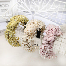 将图片加载到图库查看器，Fashion Girls Pearl Hairband White Black Lace Headband Women Artificial Pearls Hair Hoop Middle Knot Hair Accessories Gorgeous Hair Accessories For Women
