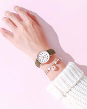 Load image into Gallery viewer, Fashion Girls Quartz Watches Bracelet Set Luminous Dial Watch Women Casual Leather Female Wrist Watch Leather Band Thin Minimalist Casual Simple Dress Quartz Analog Watch
