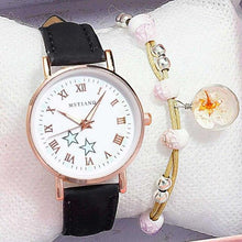 Load image into Gallery viewer, Fashion Girls Quartz Watches Bracelet Set Luminous Dial Watch Women Casual Leather Female Wrist Watch Leather Band Thin Minimalist Casual Simple Dress Quartz Analog Watch
